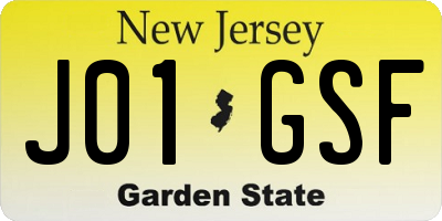 NJ license plate J01GSF