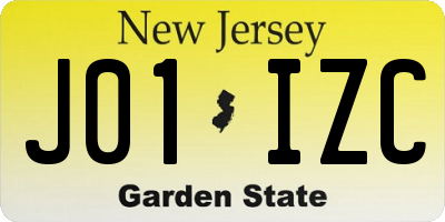 NJ license plate J01IZC