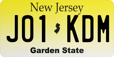 NJ license plate J01KDM