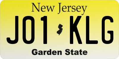 NJ license plate J01KLG