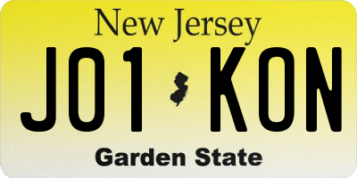 NJ license plate J01KON