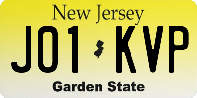 NJ license plate J01KVP