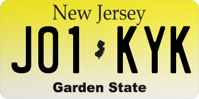 NJ license plate J01KYK