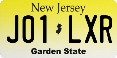 NJ license plate J01LXR