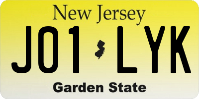 NJ license plate J01LYK