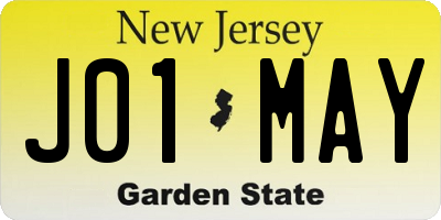 NJ license plate J01MAY