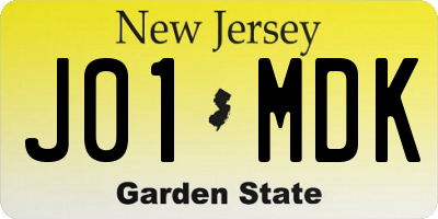 NJ license plate J01MDK