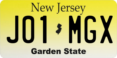 NJ license plate J01MGX