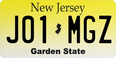 NJ license plate J01MGZ