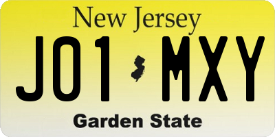 NJ license plate J01MXY