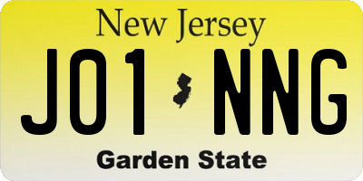 NJ license plate J01NNG