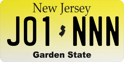 NJ license plate J01NNN