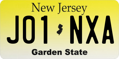 NJ license plate J01NXA