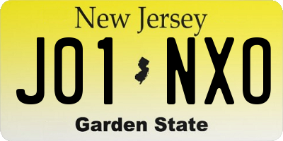 NJ license plate J01NXO