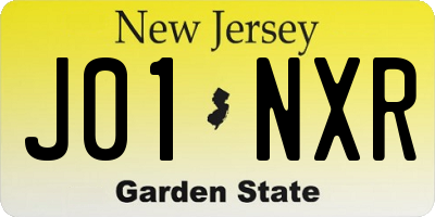 NJ license plate J01NXR