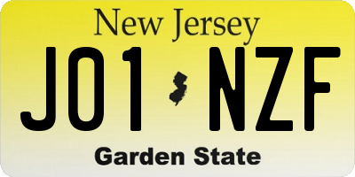 NJ license plate J01NZF