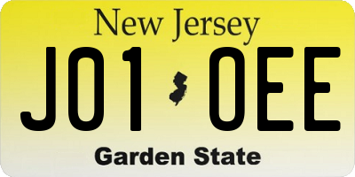 NJ license plate J01OEE