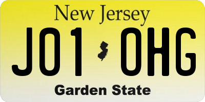 NJ license plate J01OHG