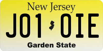 NJ license plate J01OIE