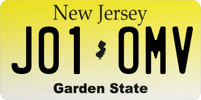 NJ license plate J01OMV