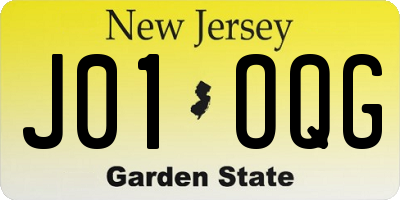 NJ license plate J01OQG