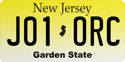 NJ license plate J01ORC