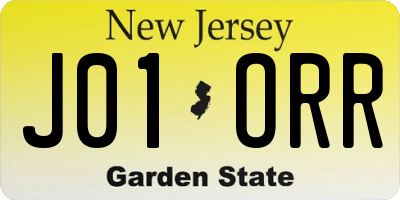 NJ license plate J01ORR