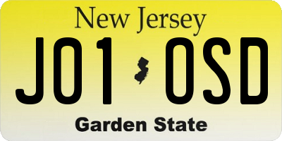 NJ license plate J01OSD