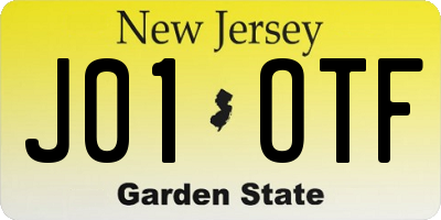 NJ license plate J01OTF