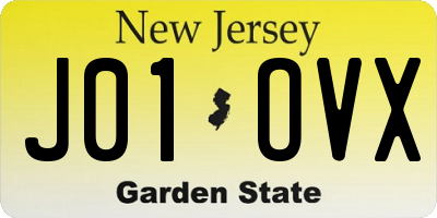 NJ license plate J01OVX