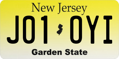 NJ license plate J01OYI