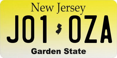 NJ license plate J01OZA