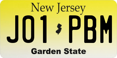 NJ license plate J01PBM