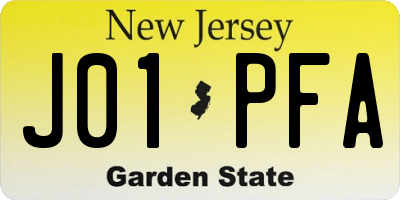 NJ license plate J01PFA