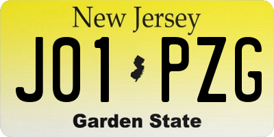 NJ license plate J01PZG