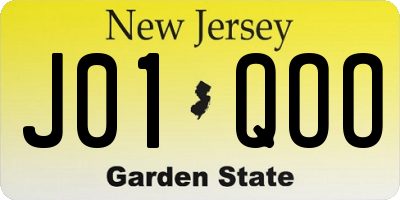 NJ license plate J01QOO