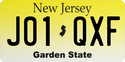 NJ license plate J01QXF