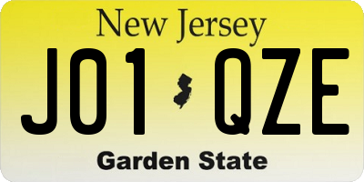 NJ license plate J01QZE