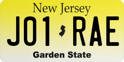 NJ license plate J01RAE