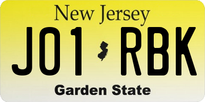 NJ license plate J01RBK