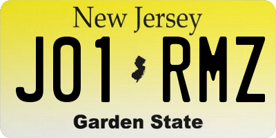 NJ license plate J01RMZ