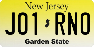 NJ license plate J01RNO