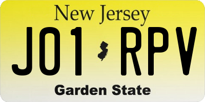 NJ license plate J01RPV