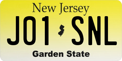 NJ license plate J01SNL