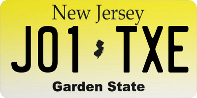 NJ license plate J01TXE