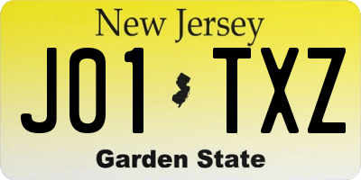 NJ license plate J01TXZ