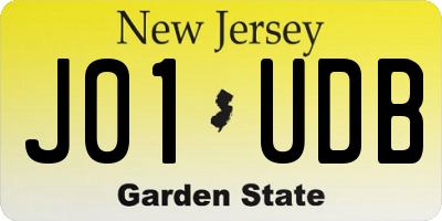 NJ license plate J01UDB