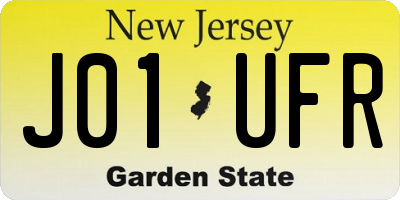 NJ license plate J01UFR