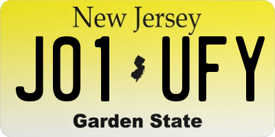 NJ license plate J01UFY