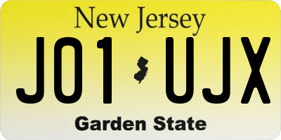 NJ license plate J01UJX